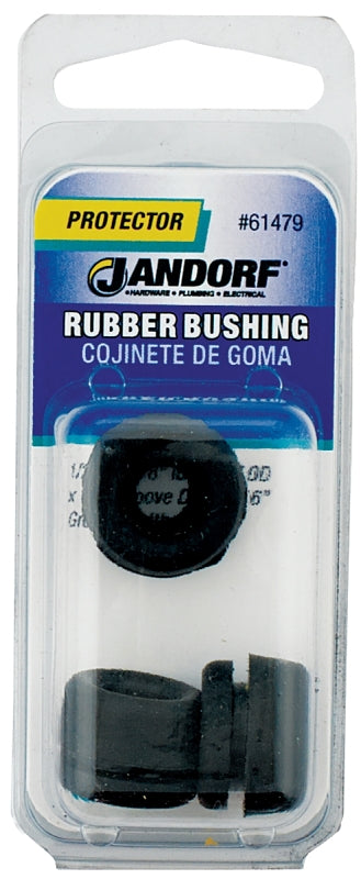 Jandorf 61479 Conduit Bushing, 3/8 in Dia Cable, Rubber, Black