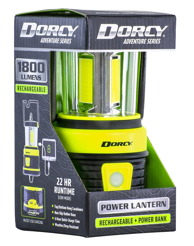 Dorcy Adventure Series 41-3125 Rechargeable Lantern, 4500 mAh, Lithium-Ion Battery, 1800 Lumens Lumens, Green