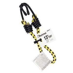 Keeper A06014Z Zip-Tied Bungee Cord, 13 in L, Rubber, Yellow, Hook End