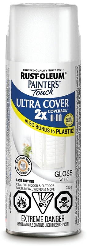 Rust-Oleum 253706 Spray Paint, Gloss, White, 340 g, Can