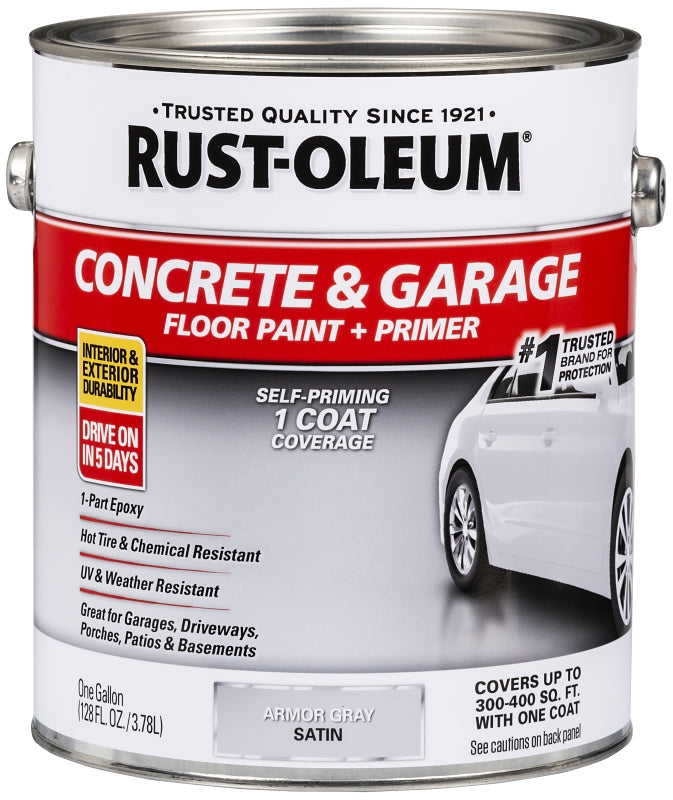 RUST-OLEUM 225359 Floor Paint, Satin, Armor Gray, 1 gal Can