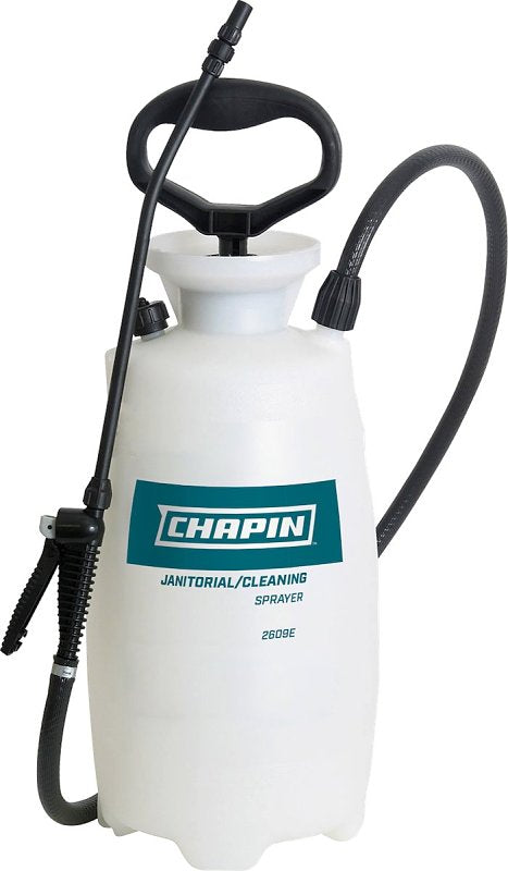 Chapin 2609E Handheld Janitorial/Sanitation Sprayer, 2 gal Tank, Polyethylene Tank, Black/White, 12 in L Wand