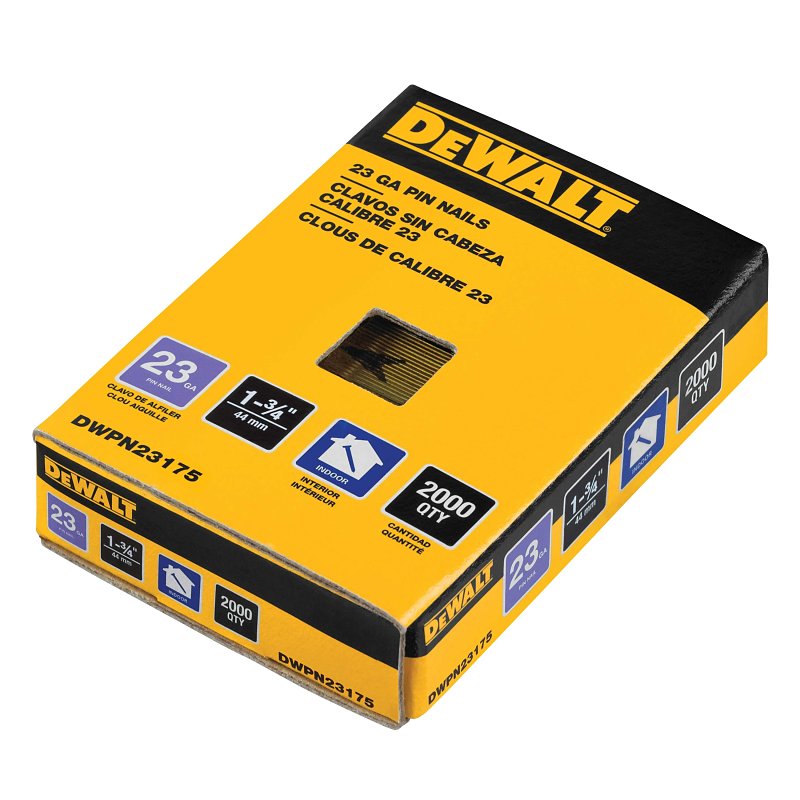 DEWALT DWPN23175 Pin Nail, 1-3/4 in L, 23 ga, Metal