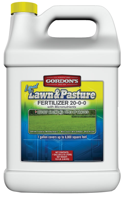 Gordon's 7471072 Lawn and Pasture Fertilizer with Micronutrient, 1 gal, Liquid, 20-0-0 N-P-K Ratio