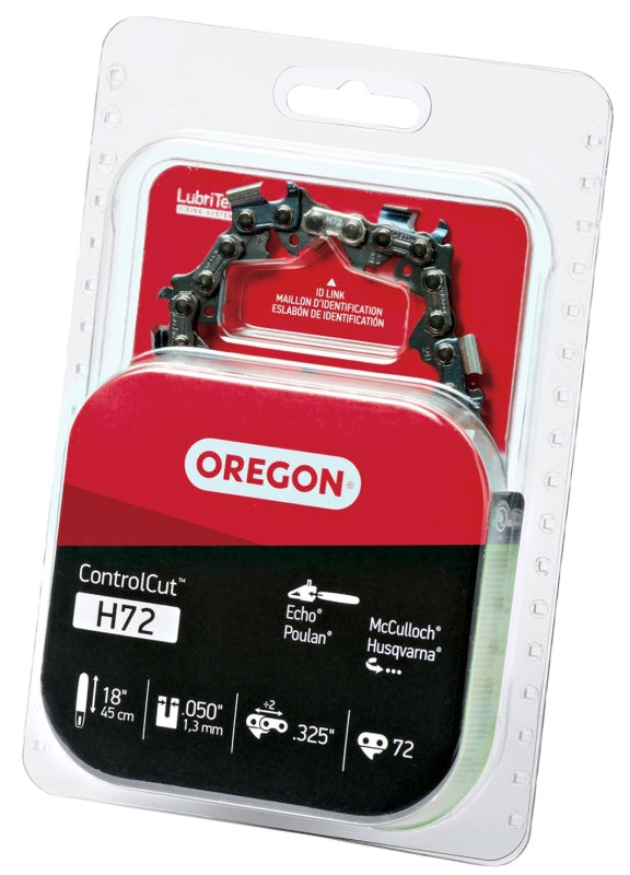 Oregon H72 Chainsaw Chain, 18 in L Bar, 0.05 Gauge, 0.325 in TPI/Pitch, 72-Link