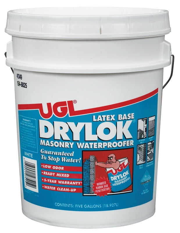 Drylok 27515 Masonry Waterproofer, White, Liquid, 5 gal, Pail