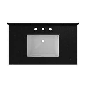 Craft + Main QZ37228BGR Vanity Top, 22 in OAL, 37 in OAW, Ceramic/Quartz, Black Galaxy, Undermount Sink, 1-Bowl