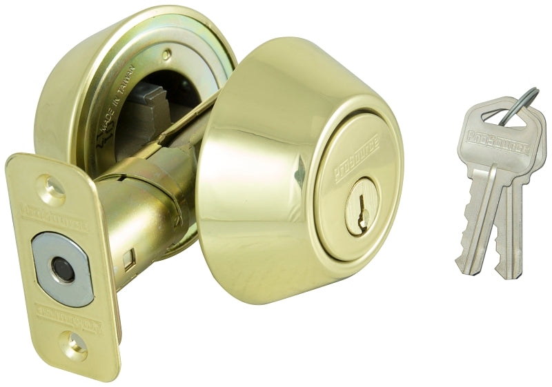 ProSource D272-RU5B Deadbolt, 3 Grade, Polished Brass, 2-3/8 to 2-3/4 in Backset, KW1 Keyway