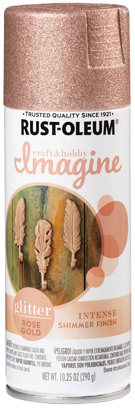 Rust-Oleum Imagine 354068 Craft Spray Paint, Glitter, Rose Gold, 10.25 oz, Can