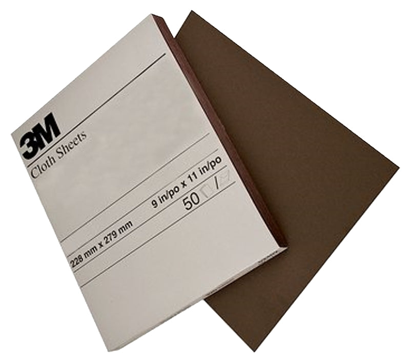 3M 02431 Sandpaper Sheet, 11 in L, 9 in W, Fine, Aluminum Oxide Abrasive, Cloth Backing