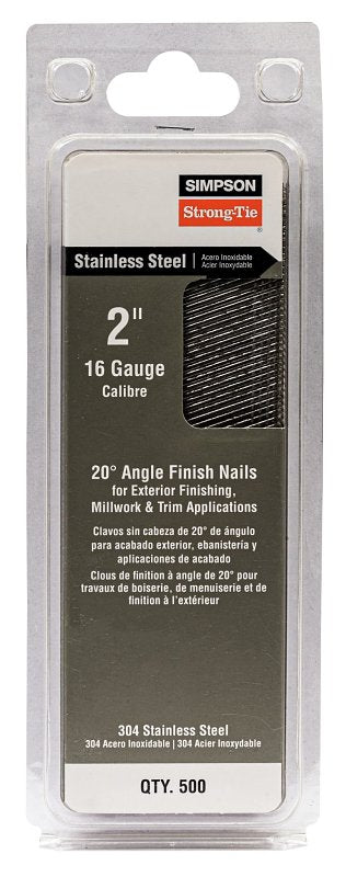 Simpson Strong-Tie S16N200PFB Finishing Nail, 6d, 2 in L, 16 ga Gauge, Stainless Steel, T-Style Head