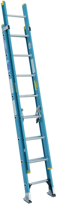 Werner D6016-2 Extension Ladder, 16 ft H Reach, 250 lb, Fiberglass