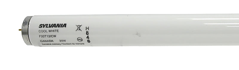 Sylvania 22015 Fluorescent Bulb, 20 W, T12 Lamp, Medium Lamp Base, 1044 Lumens, 4200 K Color Temp, Cool White Light