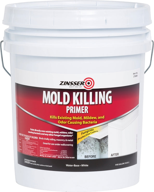 Zinsser 276088 Mold Killing Primer, Flat, White, 5 gal, Pail