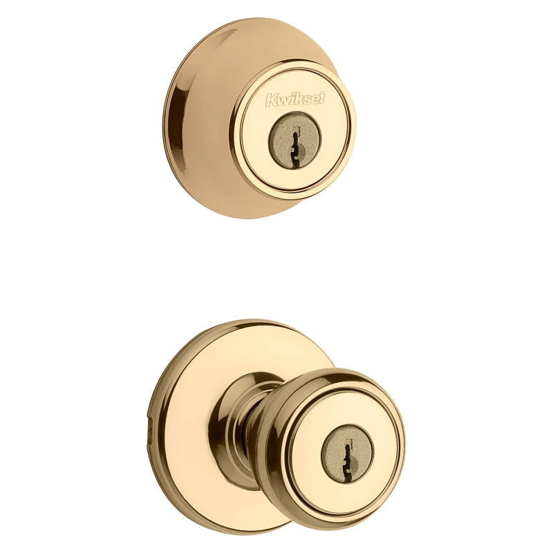 Kwikset 690T 3RCLRCSK6BX Combination Lockset, Knob Handle, Tylo Design, Polished Brass, 3 Grade