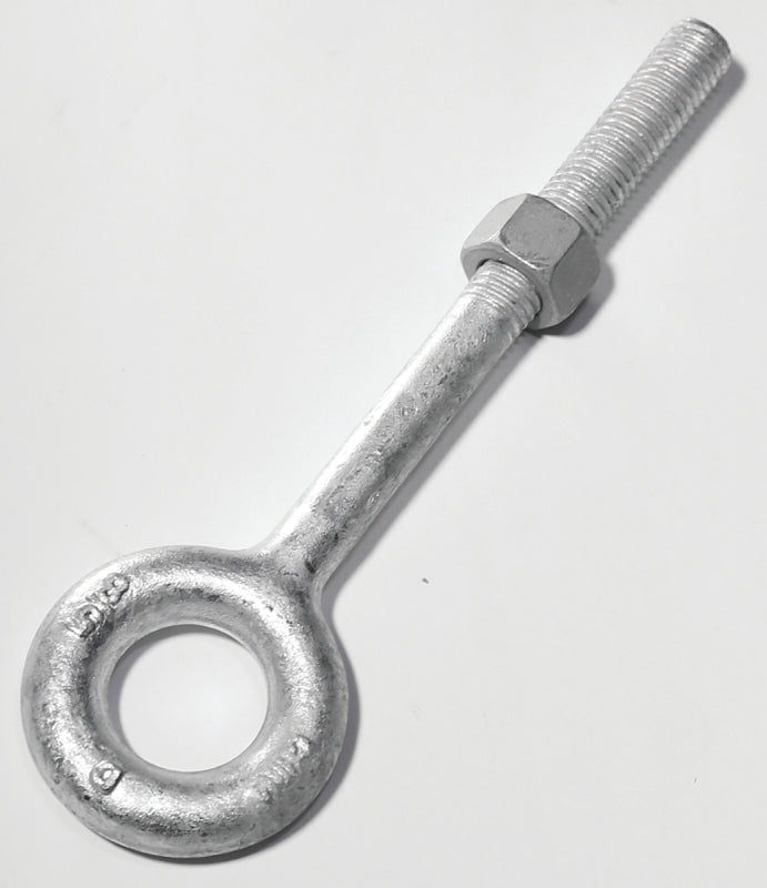 BARON 24-5/8X8 Eye Bolt, 5/8 in Thread, 3 in L Thread, 1-1/4 in ID x 2-1/2 in OD Dia Eye, 8 in L Shank, Galvanized Steel