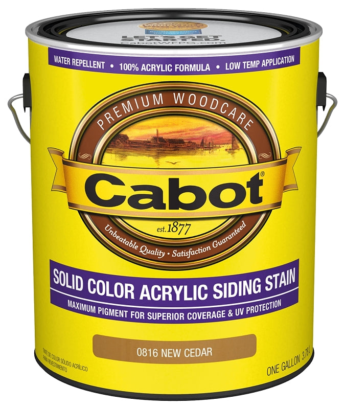 Cabot 800 Series 140.0000816.007 Solid Color Siding Stain, Natural Flat, New Cedar, Liquid, 1 gal, Can