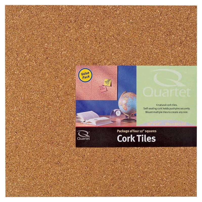 Quartet 102 Natural Cork Tile, 12 in L, Brown Board