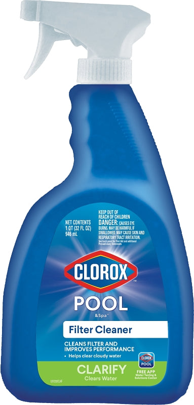 Clorox 57232CLX Filter Cleaner, 32 oz Bottle, Liquid, Lemon, Yellow