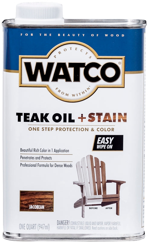 Watco 348747 Oil and Stain, Warm Glow, Jacobean, Liquid, 1 qt, Can