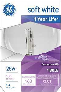 GE 12982 Light Bulb, 25 W, G25 Lamp, E26 Medium Lamp Base, 180 Lumens, 2500 K Color Temp, Soft White Light