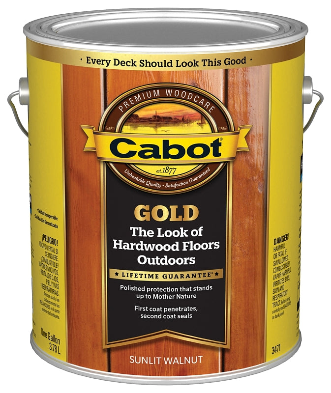 Cabot 140.0003471.007 Wood Conditioning Stain, Gold Satin, Liquid, Sun Lit Walnut, 1 gal, Can