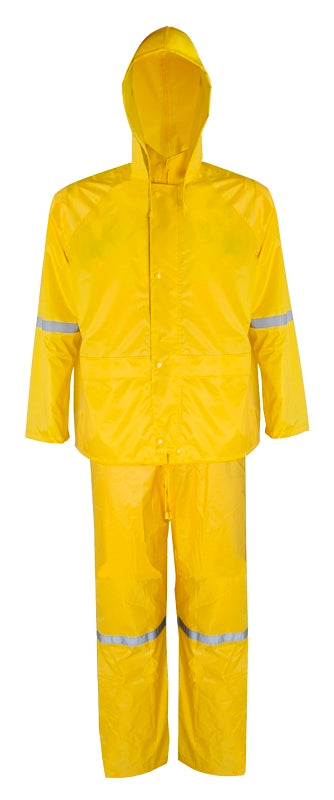 Diamondback RS3-01-M Rain Suit, M, 41 in Inseam, Polyester, Yellow, Concealed Collar, Zipper with Storm Flap Closure