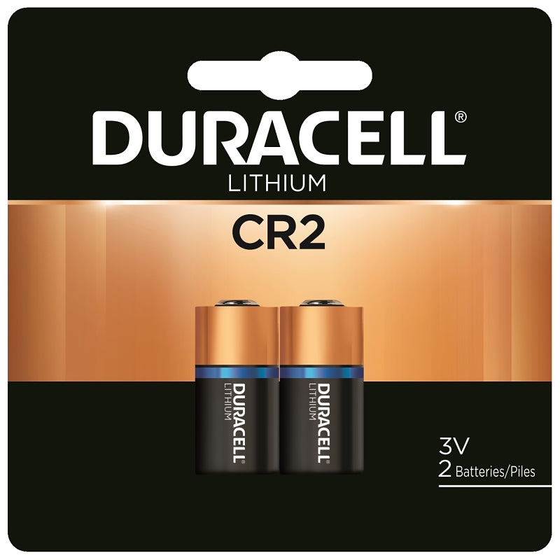 Duracell DLCR2B2PK Battery, 3 V Battery, 780 mAh, CR2 Battery, Lithium, Manganese Dioxide