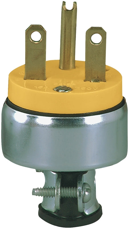 Eaton 2866-6W Armored Plug, 2-Pole, 15 A, 250 VAC, NEMA: NEMA 6-15, Yellow
