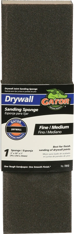 Gator 7312 Sanding Sponge, 10 in L, 3 in W, Fine, Medium, Aluminum Oxide Abrasive