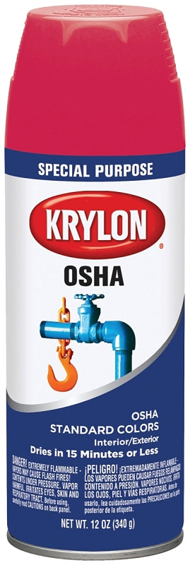 Krylon K02116777 Spray Paint, Gloss, Safety Red, 12 oz, Can