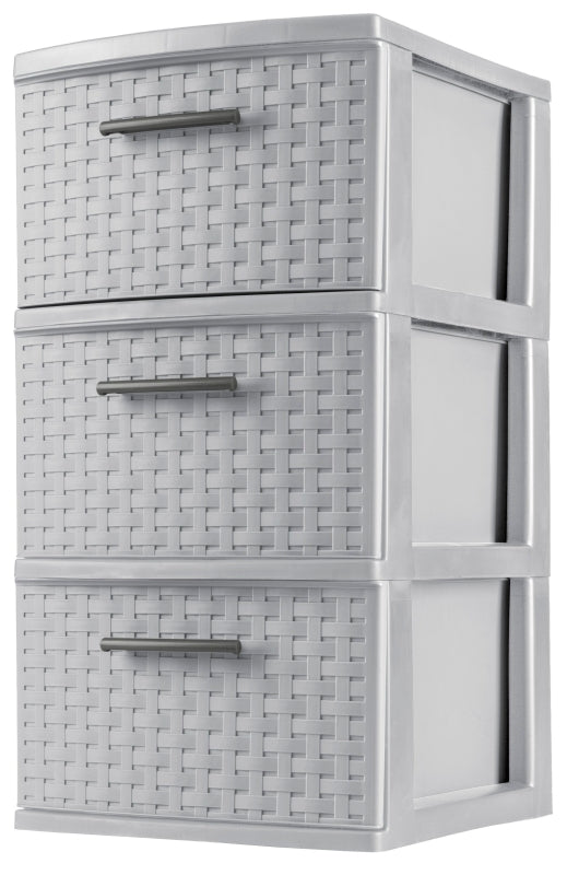 Sterilite Weave 26306A02 Drawer Unit, 3-Drawer, Plastic, 12-5/8 in OAW, 24 in OAH, 15 in OAD