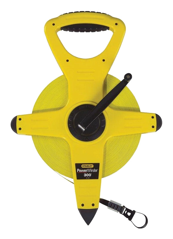 Stanley 34-762 Measuring Tape, 300 ft L Blade, 1/2 in W Blade, Fiberglass Blade, ABS Case, Black/Yellow Case