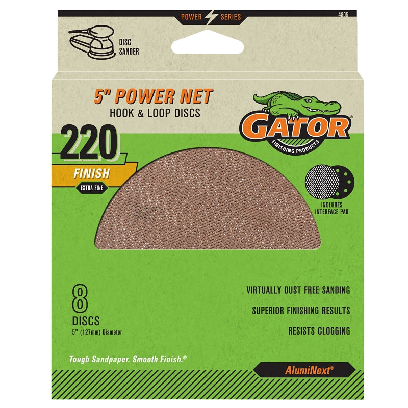 Gator 4805 Power Net Disc, 5 in Dia, 220 Grit, Extra Fine