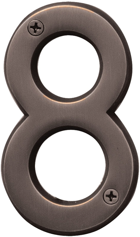 Hy-Ko Prestige Series BR-42OWB/8 House Number, Character: 8, 4 in H Character, Bronze Character, Brass