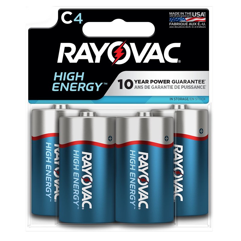 Rayovac 814-4TK Battery, 1.5 V Battery, C Battery, Alkaline