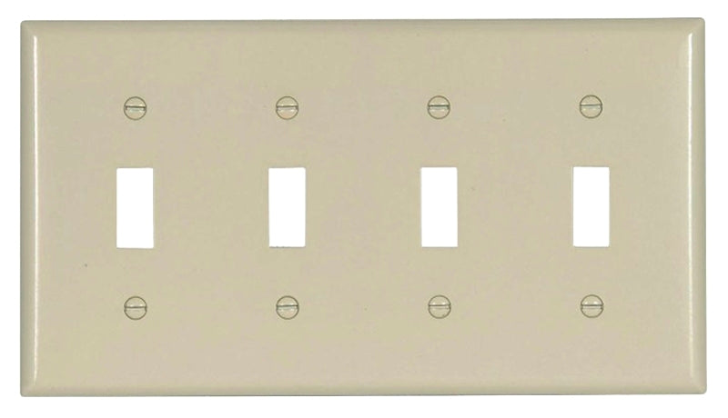 Eaton 2154LA-BOX Switch Wallplate, 4-1/2 in L, 8.19 in W, 4-Gang, Thermoset, Light Almond