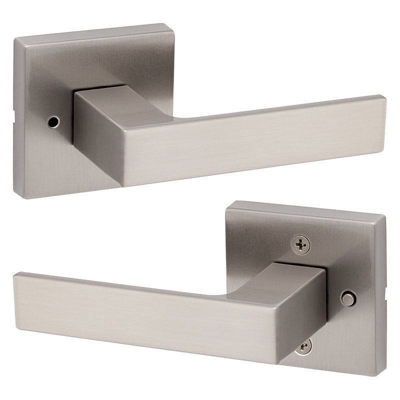 Kwikset Signature, Singapore 730SAL SQT 15 Bed/Bath Door Handle, Contemporary Design, Lever Handle, Satin Nickel