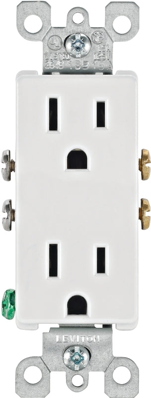 Leviton S02-05325-0WS Duplex Receptacle, 2 -Pole, 15 A, 125 V, Push-In, Side Wiring, NEMA: 5-15R, White