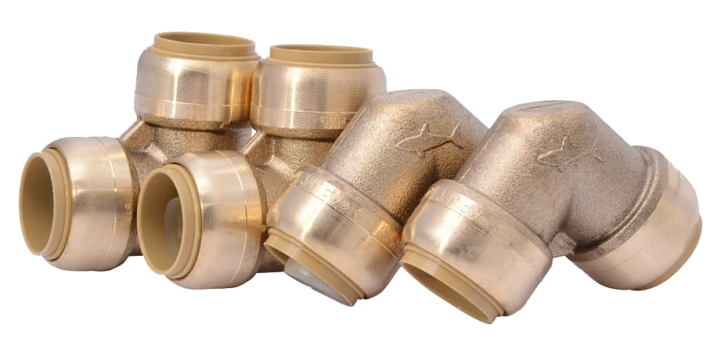 SharkBite U256LFA4 Pipe Elbow, 3/4 in, 90 deg Angle, Brass, 200 psi Pressure, 4/PK