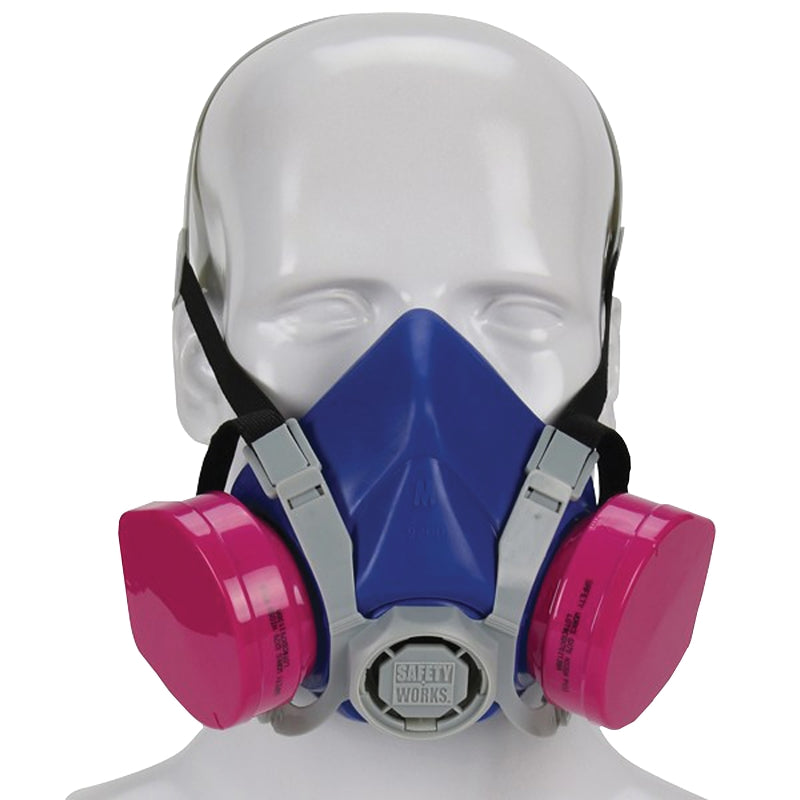 Safety Works SWX00319 Toxic Dust Respirator, M Mask, P100 Filter Class, 99.97 % Filter Efficiency, Blue