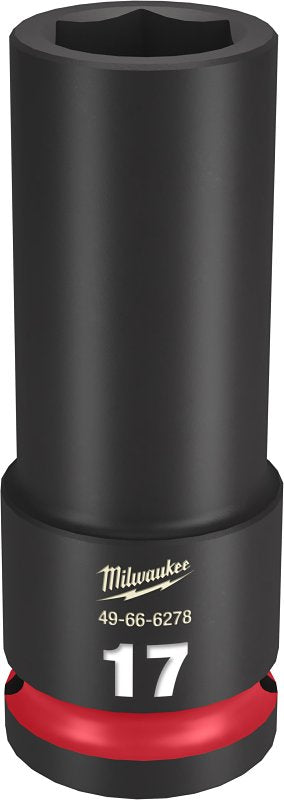 Milwaukee SHOCKWAVE Impact Duty Series 49-66-6278 Deep Impact Socket, 17 mm Socket, 1/2 in Drive, Square Drive, 6-Point