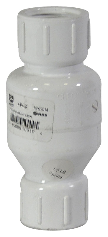 NDS 1001-10 Check Valve, 1 in, FPT, 200 psi Pressure, PVC Body