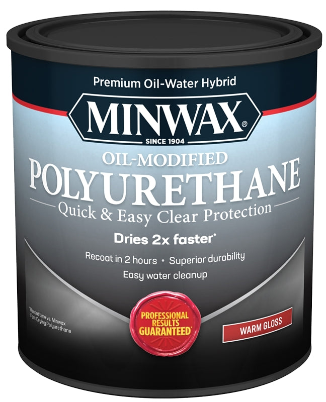 Minwax 630150444 Polyurethane, Gloss, Liquid, Clear, 1 qt, Can