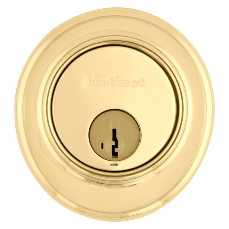 Kwikset 816 3 RCAL/RCS Deadbolt, Alike Key, Steel, Polished Brass, 2-3/8 to 2-3/4 in Backset, SmartKey Keyway