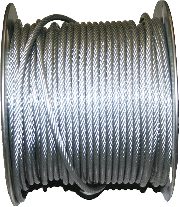 Ben-Mor 82414 Series Cable, 7 x 19 Strands, 250 ft L, Galvanized/PVC-Coated