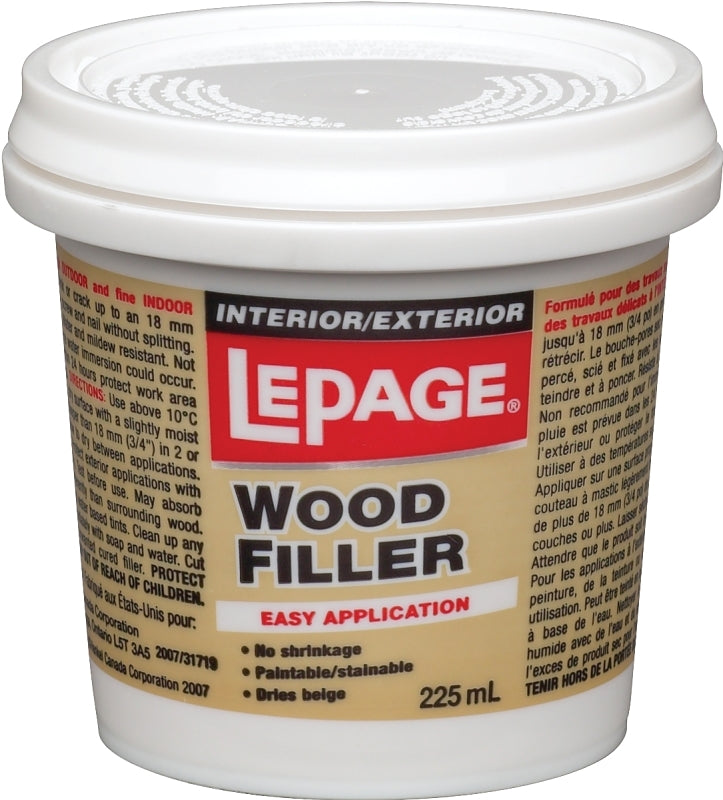 LePage 462072 Wood Filler, Solid, Light Tan, 225 mL Tube