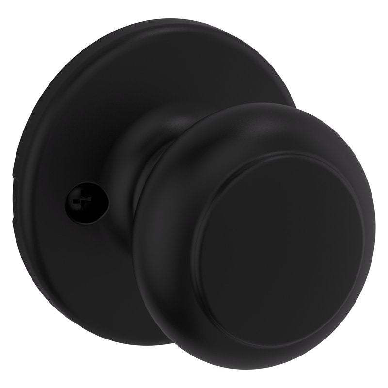 Kwikset 488CV 514 V Dummy Knob, Cove, Traditional Design, Matte Black, Residential, 2-3/8 to 2-3/4 in Backset, Zinc