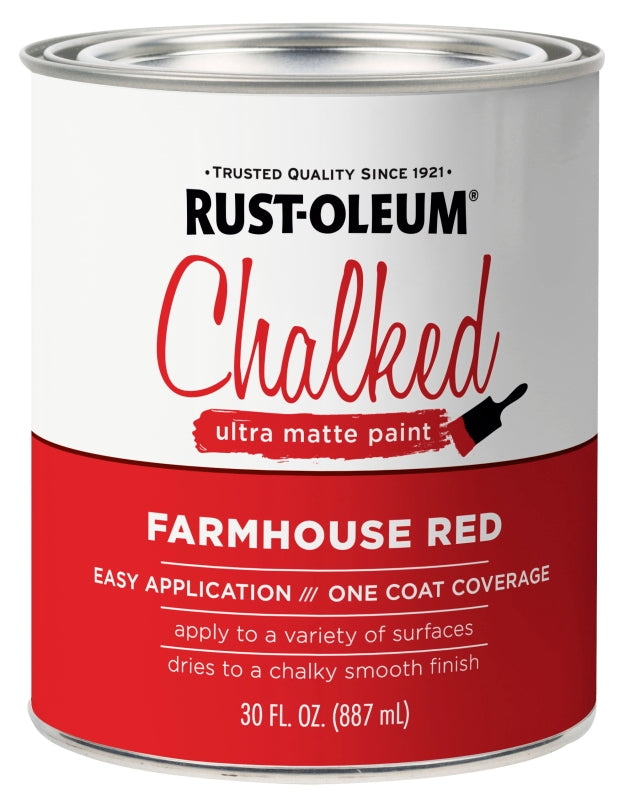 Rust-Oleum 329211 Chalk Spray Paint, Ultra Matte Chalky, Farmhouse Red, 30 oz, Can