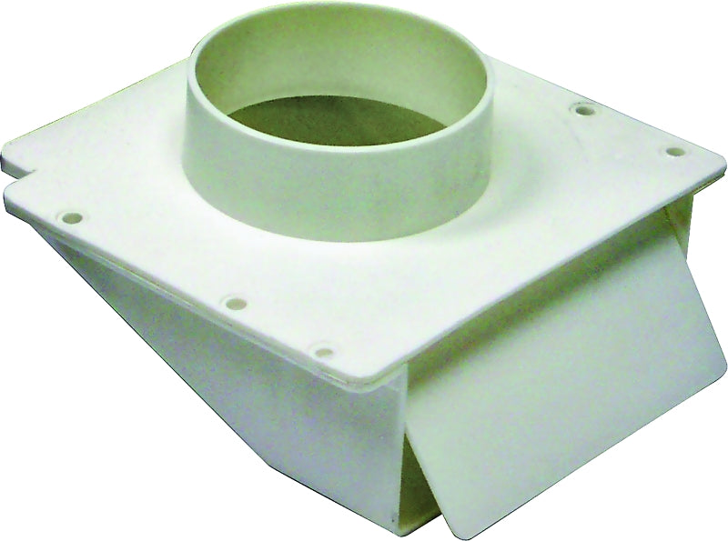 Lambro 143W Under Eave Vent, 5-3/4 in W Hood, 2-1/4 in H Hood, 4 in Duct, Plastic Hood